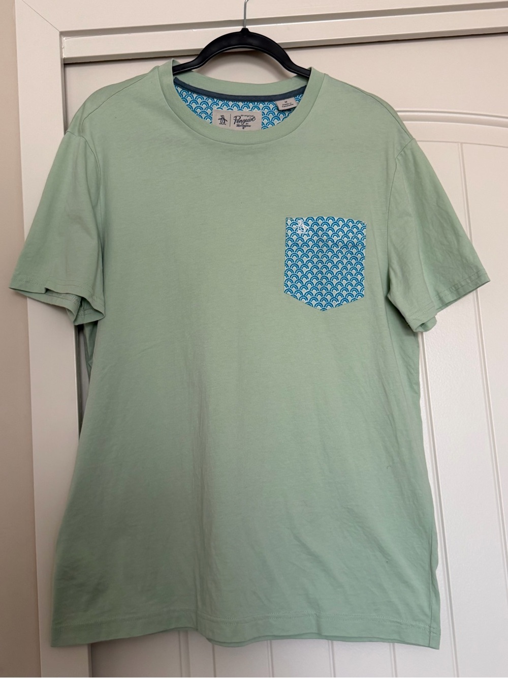 Original Penguin Mint Green Short Sleeve Tee with Blue Patterned Pocket